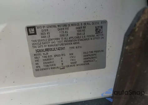 2018 GMC Terrain Sle z USA, uszkodzony, nr VIN 3GKALMEVXJL142341